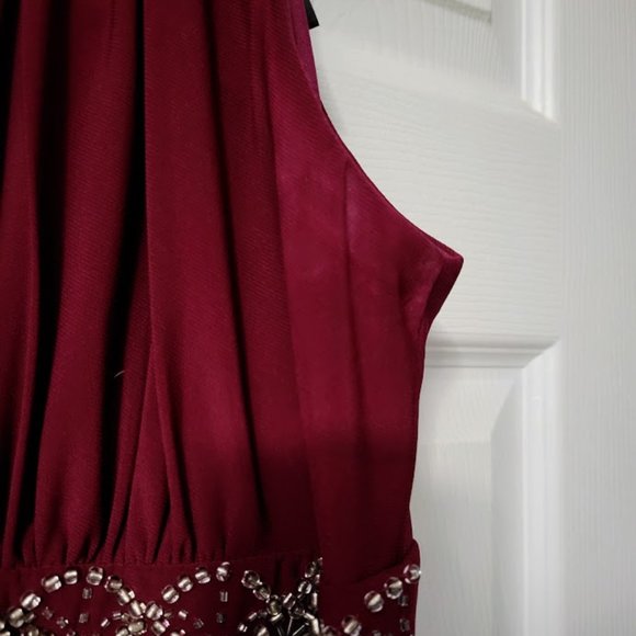 R&M Richards burgundy wine color maxi gown dress with sequin waist Size … - Picture 7 of 8